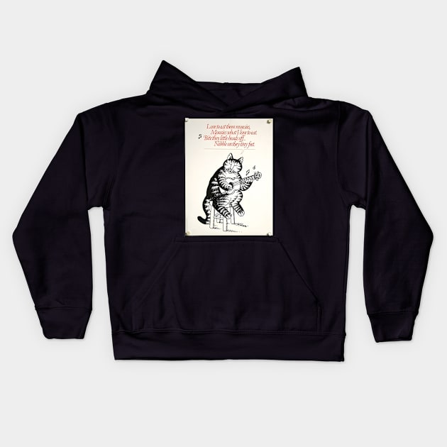 B Kliban Cat Guitar Kids Hoodie by audrinadelvin